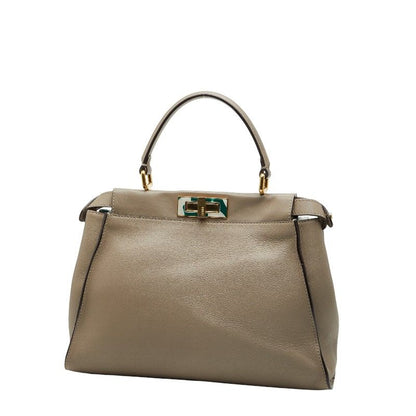 Fendi Peekaboo Regular Handbag Shoulder Bag 2way 8bn290 Greige Leather Women's