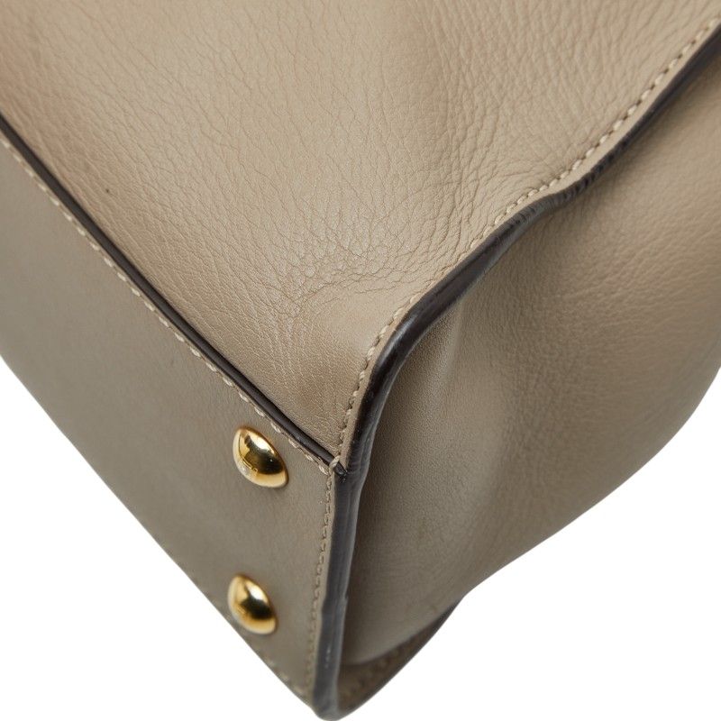 Fendi Peekaboo Regular Handbag Shoulder Bag 2way 8bn290 Greige Leather Women's