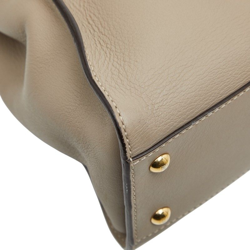 Fendi Peekaboo Regular Handbag Shoulder Bag 2way 8bn290 Greige Leather Women's