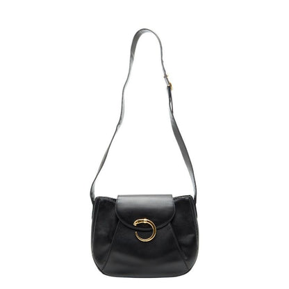 Cartier Panthere Crossbody Shoulder Bag Black Leather Women's Cartier