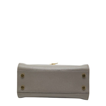 Saint Laurent Baby Cabas Handbag Shoulder Bag 2way 372087 Gray Leather Women's