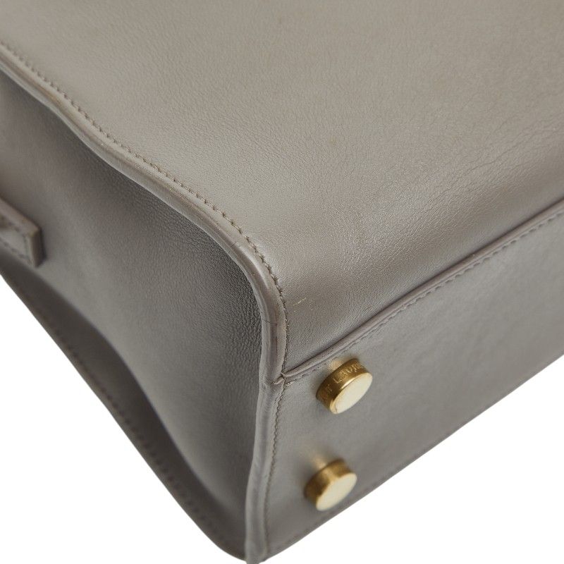 Saint Laurent Baby Cabas Handbag Shoulder Bag 2way 372087 Gray Leather Women's