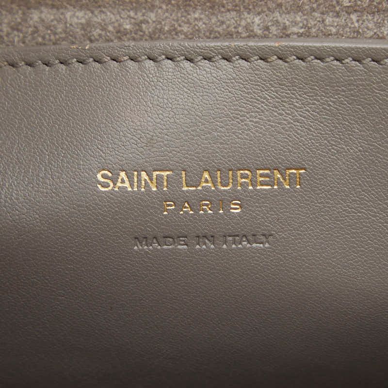 Saint Laurent Baby Cabas Handbag Shoulder Bag 2way 372087 Gray Leather Women's