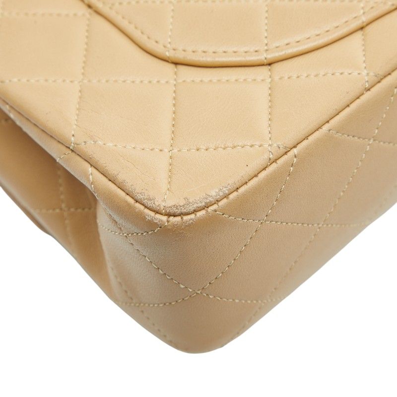 Chanel Cocomark Matelasse 23 Double Flap Chain Shoulder Bag Beige Lambskin