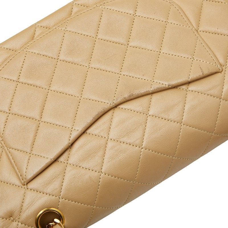 Chanel Cocomark Matelasse 23 Double Flap Chain Shoulder Bag Beige Lambskin