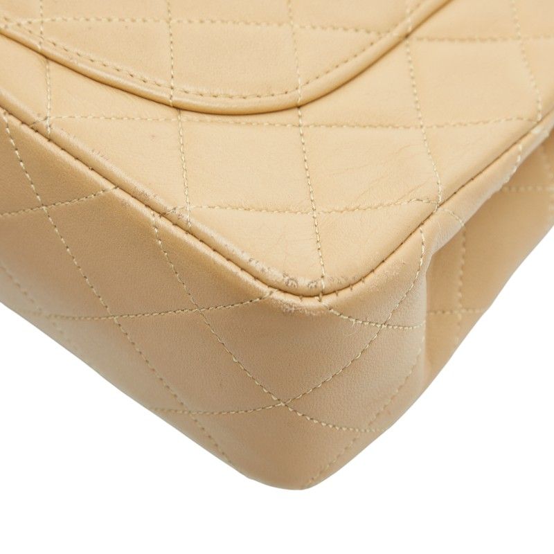 Chanel Cocomark Matelasse 23 Double Flap Chain Shoulder Bag Beige Lambskin
