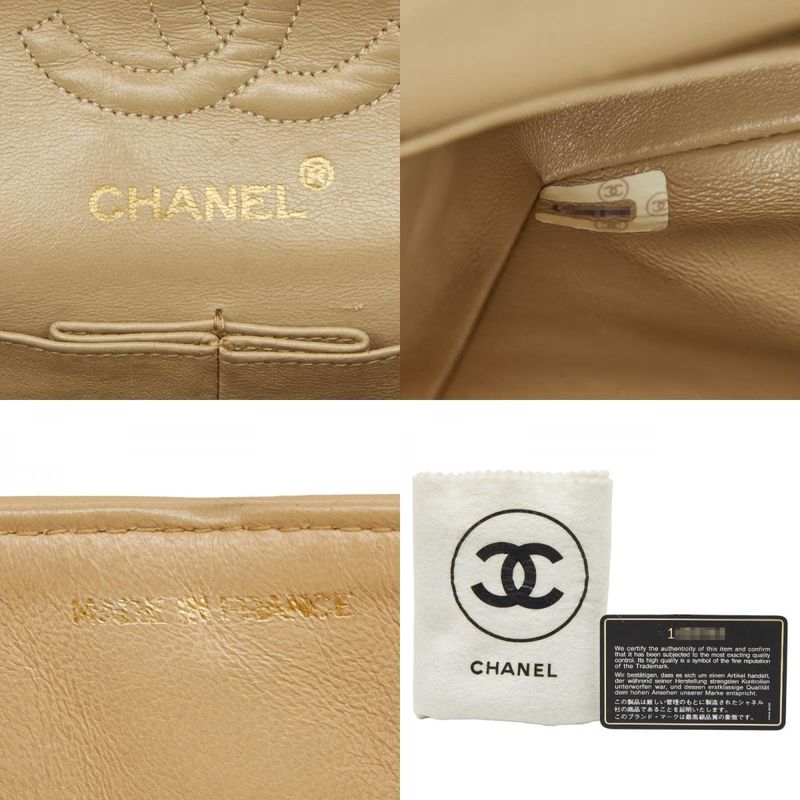 Chanel Cocomark Matelasse 23 Double Flap Chain Shoulder Bag Beige Lambskin