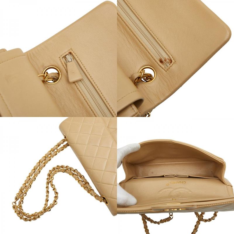 Chanel Cocomark Matelasse 23 Double Flap Chain Shoulder Bag Beige Lambskin