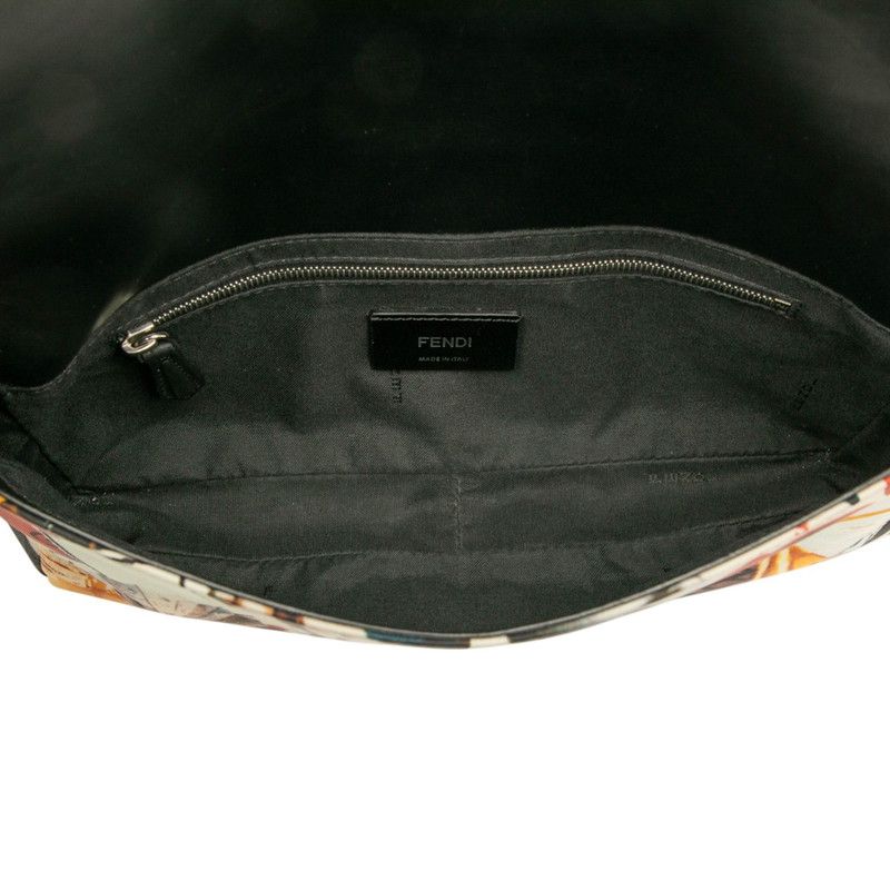 Fendi Mamma Bucket 7va472 Ivory Black Multicolor Nylon Leather Women's Fendi