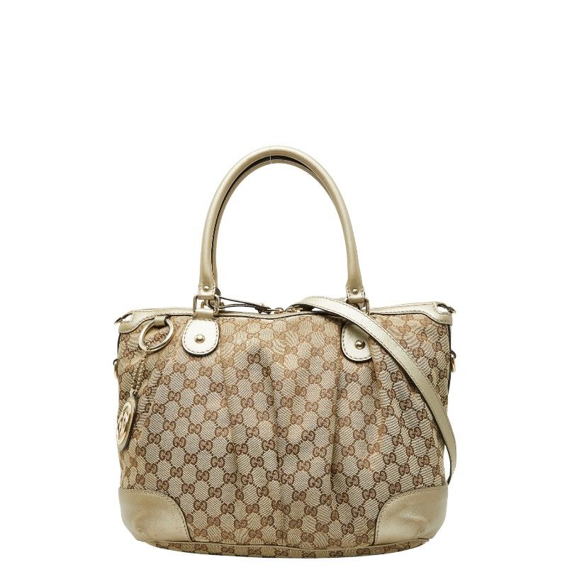 Gucci GG Canvas Sookie Tote Bag Shoulder Bag 2way 285730 Beige Brown Canvas
