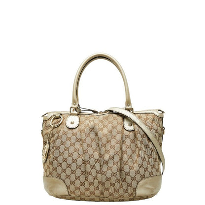 Gucci GG Canvas Sookie Tote Bag Shoulder Bag 2way 285730 Beige Brown Canvas