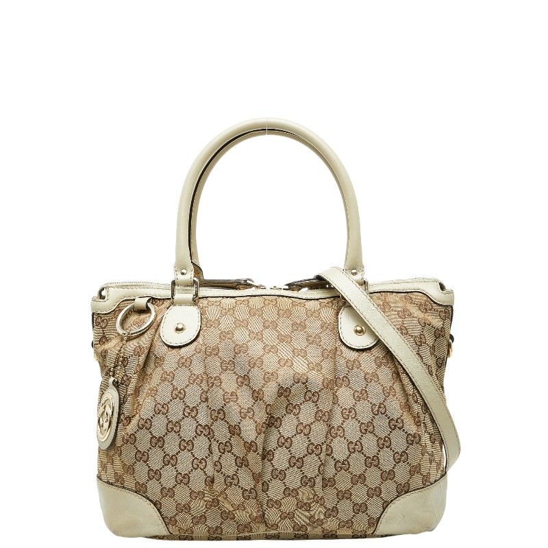 Gucci GG Canvas Sookie Tote Bag Shoulder Bag 2way 285730 Beige Brown Canvas