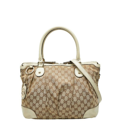 Gucci GG Canvas Sookie Tote Bag Shoulder Bag 2way 285730 Beige Brown Canvas