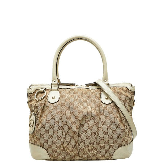 Gucci GG Canvas Sookie Tote Bag Shoulder Bag 2way 285730 Beige Brown Canvas