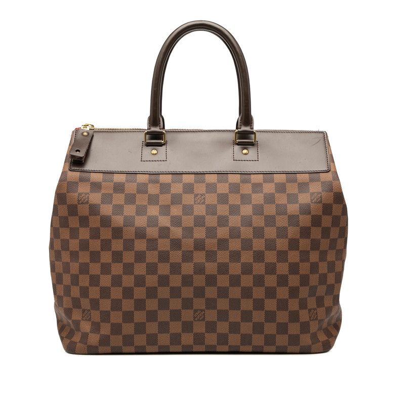 Louis Vuitton Damier Greenwich PM Handbag Boston Bag N41165 Brown PVC Leather