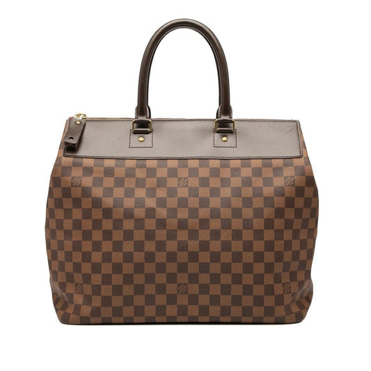 Louis Vuitton Damier Greenwich PM Handbag Boston Bag N41165 Brown PVC Leather
