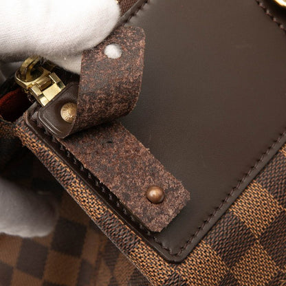 Louis Vuitton Damier Greenwich PM Handbag Boston Bag N41165 Brown PVC Leather