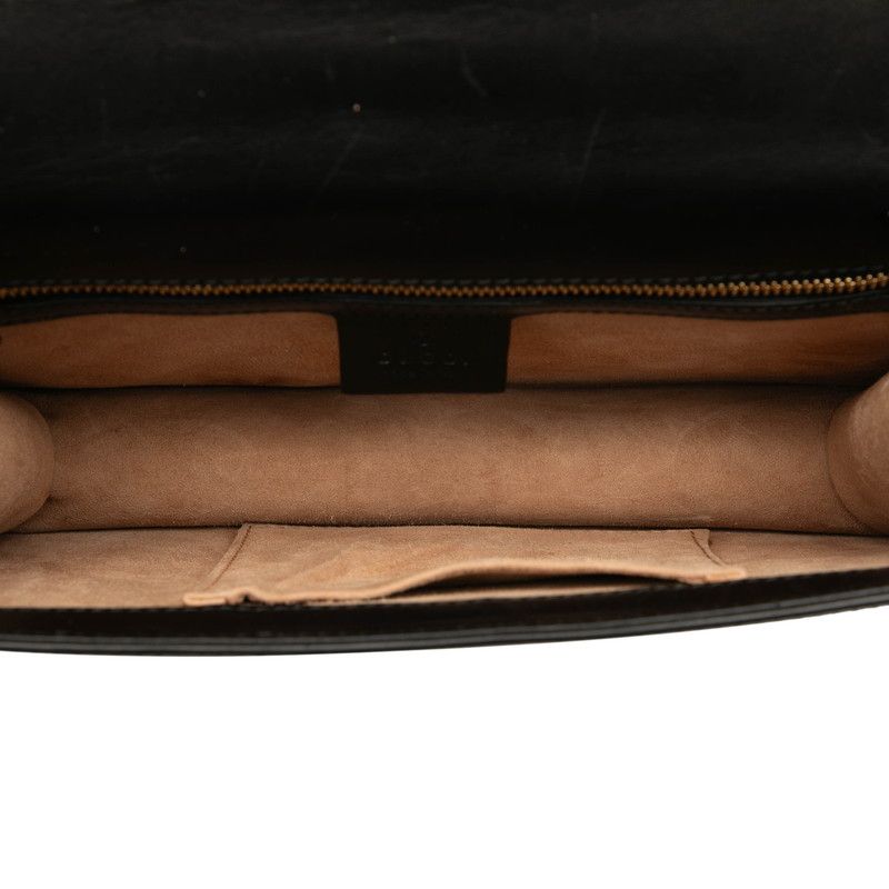 Gucci Sherry Line Sylvie Crossbody Shoulder Bag 421882 Black Leather Women's