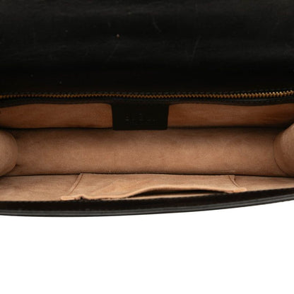 Gucci Sherry Line Sylvie Crossbody Shoulder Bag 421882 Black Leather Women's