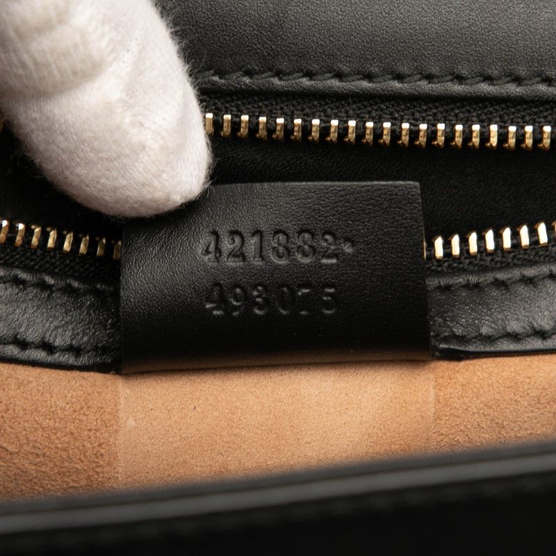 Gucci Sherry Line Sylvie Crossbody Shoulder Bag 421882 Black Leather Women's