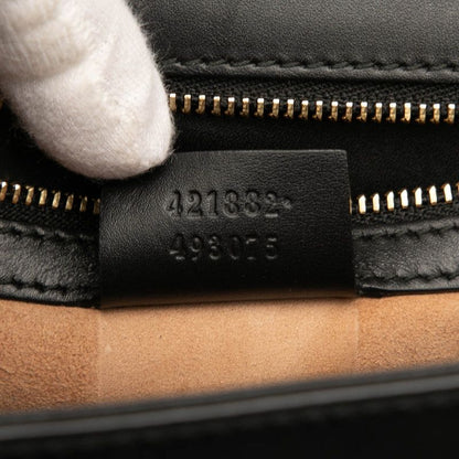 Gucci Sherry Line Sylvie Crossbody Shoulder Bag 421882 Black Leather Women's