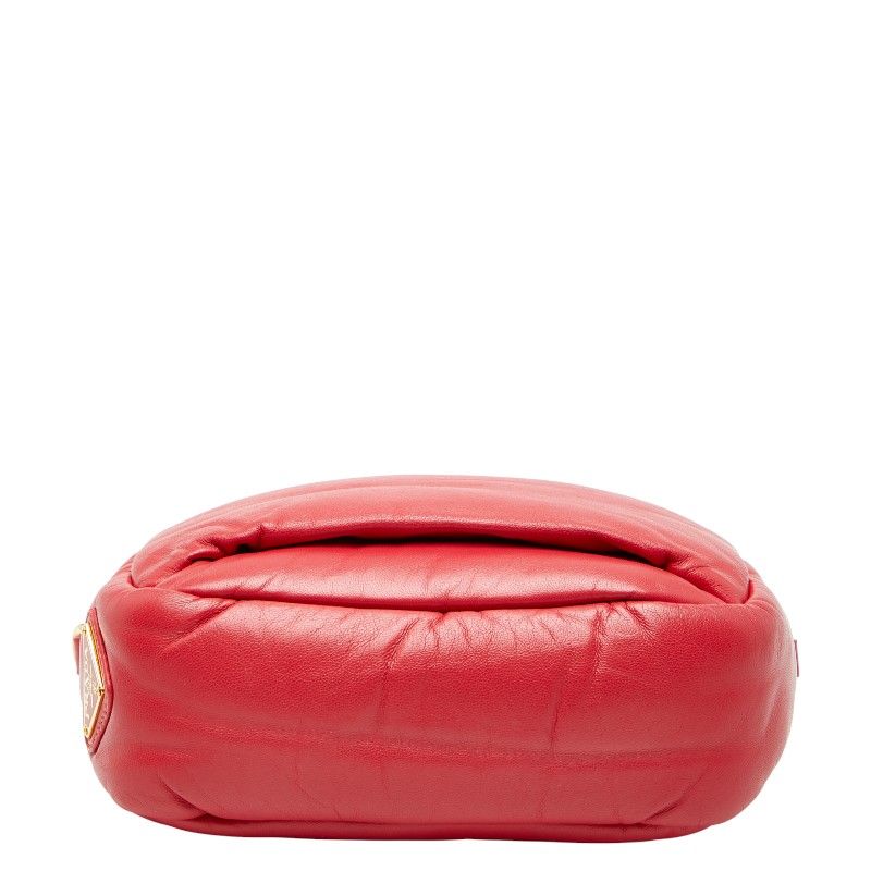 Prada Triangle Logo Plate Red Leather Women's Prada