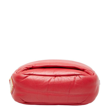 Prada Triangle Logo Plate Red Leather Women's Prada