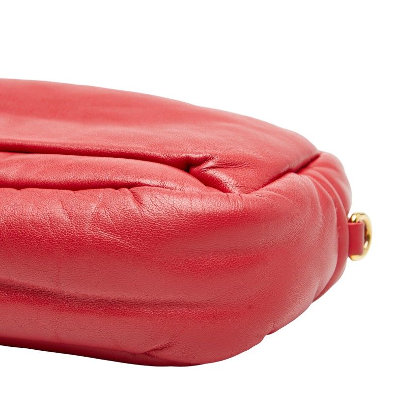 Prada Triangle Logo Plate Red Leather Women's Prada