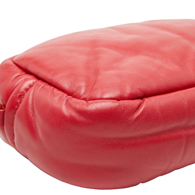 Prada Triangle Logo Plate Red Leather Women's Prada