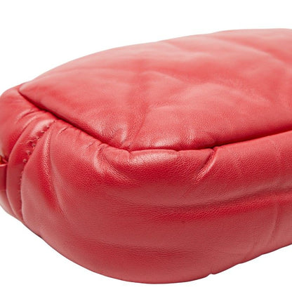 Prada Triangle Logo Plate Red Leather Women's Prada