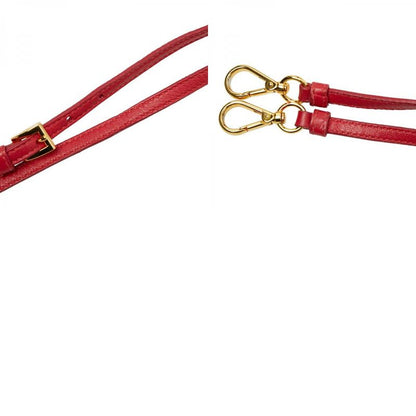 Prada Triangle Logo Plate Red Leather Women's Prada