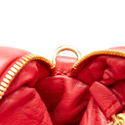 Prada Triangle Logo Plate Red Leather Women's Prada