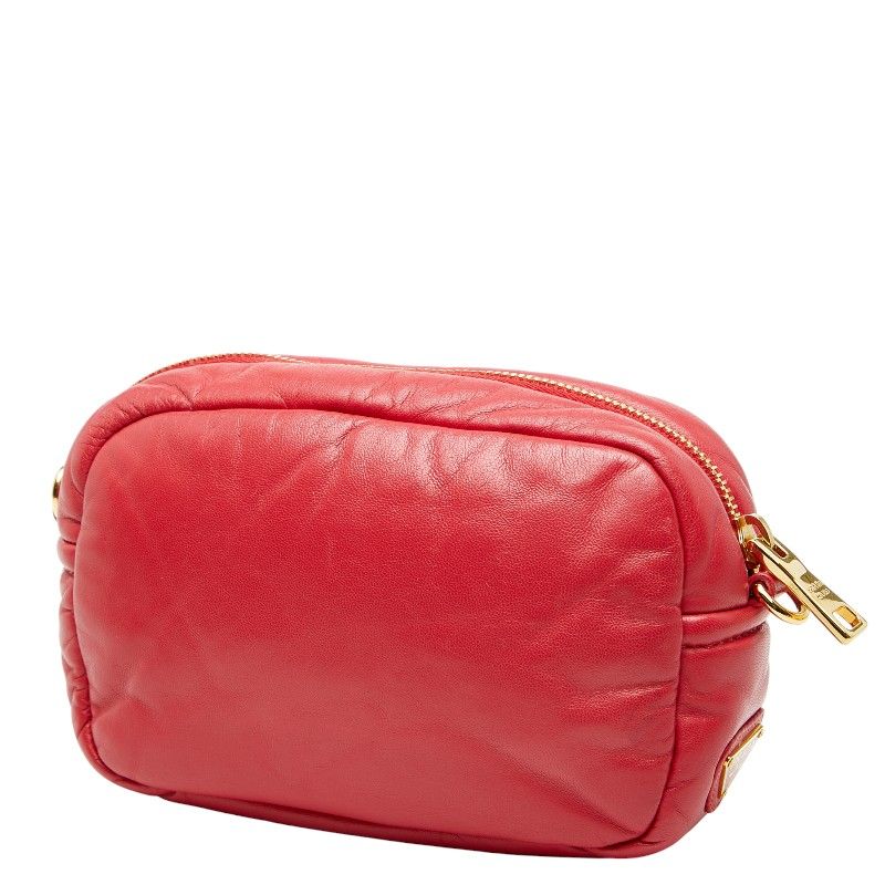 Prada Triangle Logo Plate Red Leather Women's Prada