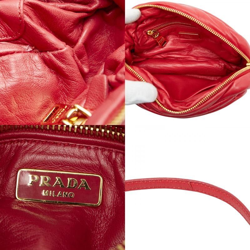 Prada Triangle Logo Plate Red Leather Women's Prada