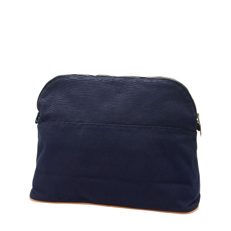 Hermes Bolide Pouch GM Navy Canvas Leather Women's Hermes