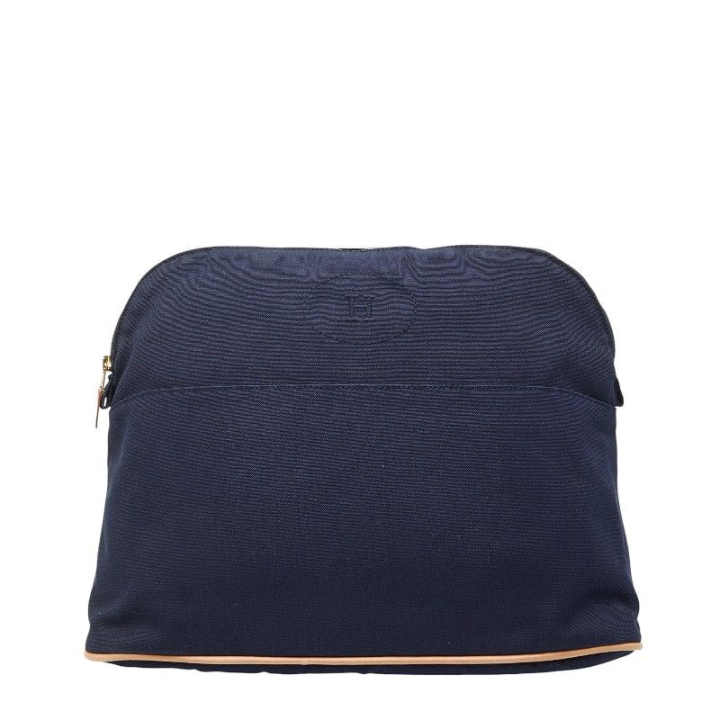 Hermes Bolide Pouch GM Navy Canvas Leather Women's Hermes