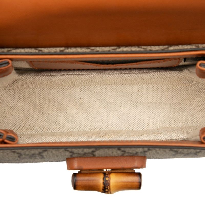 Gucci GG Supreme Bamboo Waist Bag Body Bag 681137 Beige Brown PVC Leather