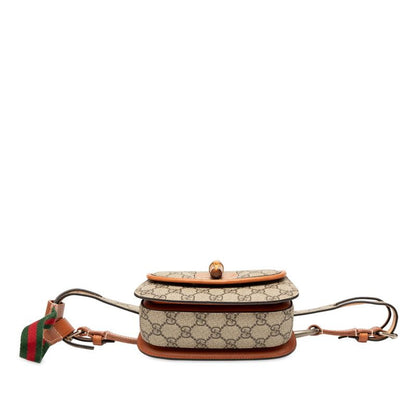 Gucci GG Supreme Bamboo Waist Bag Body Bag 681137 Beige Brown PVC Leather