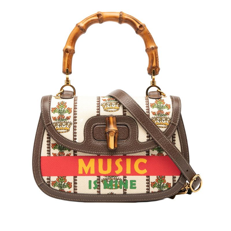 Gucci 100th Anniversary Model Music Is Mine Bamboo Handbag Shoulder Bag 2way