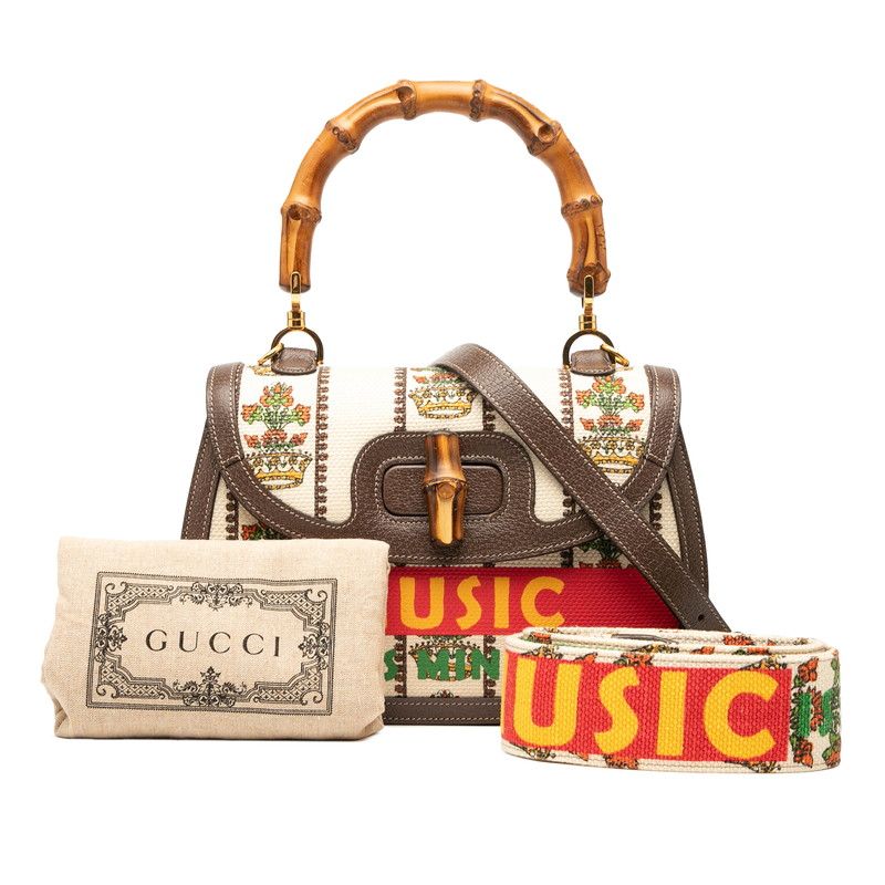 Gucci 100th Anniversary Model Music Is Mine Bamboo Handbag Shoulder Bag 2way