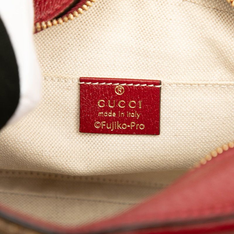 Gucci X Doraemon Mini GG Supreme Ushidora Chain Shoulder Bag 574886 Brown Red