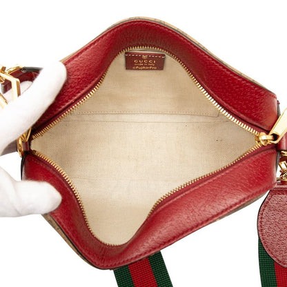 Gucci X Doraemon Mini GG Supreme Ushidora Chain Shoulder Bag 574886 Brown Red