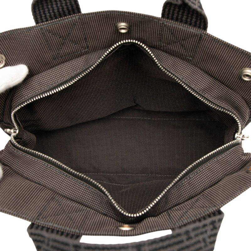 Hermes Her Line Tote PM Handbag Tote Bag Gray Black Canvas Women's Hermes