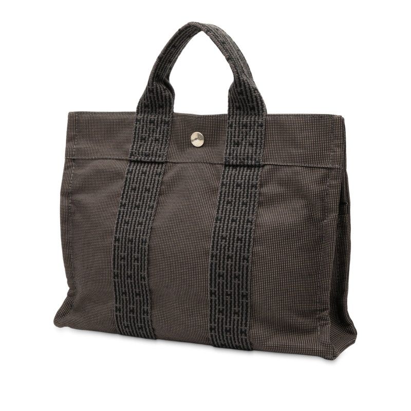 Hermes Her Line Tote PM Handbag Tote Bag Gray Black Canvas Women's Hermes