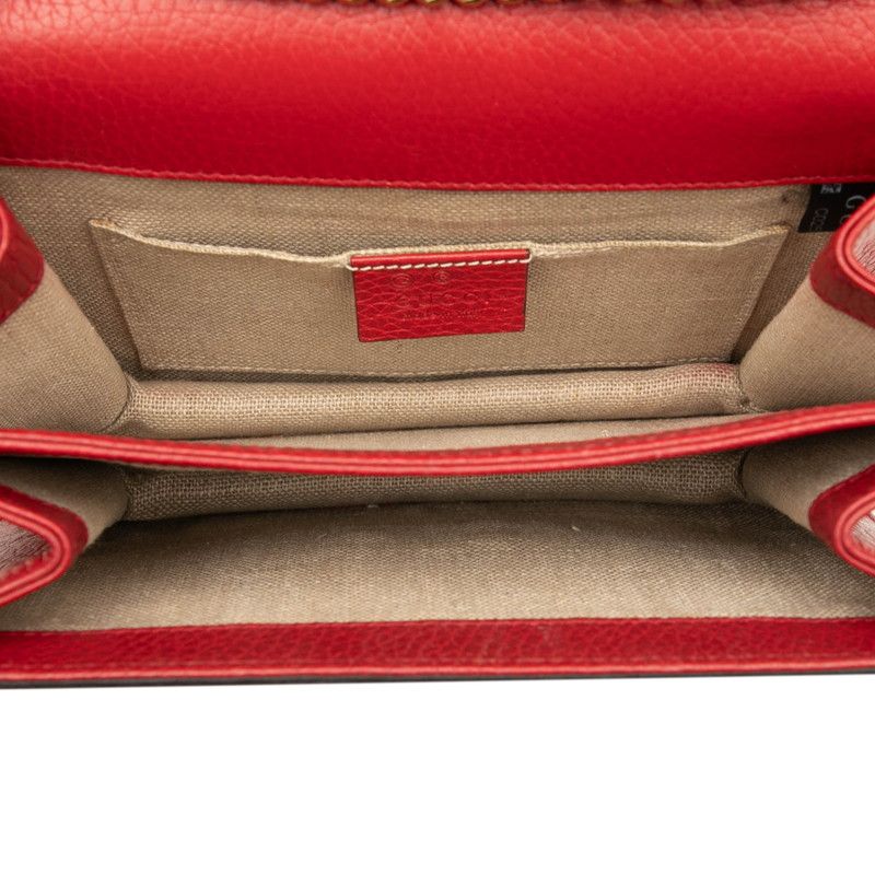 Gucci Interlocking G Crossbody Chain Shoulder Bag 510304 Red Leather Women's