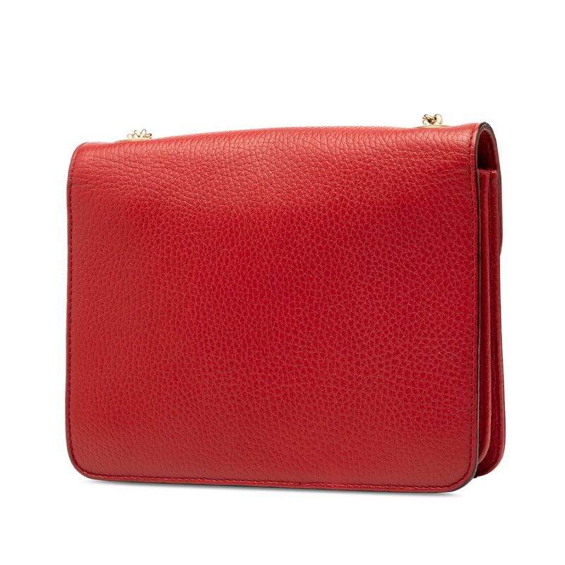 Gucci Interlocking G Crossbody Chain Shoulder Bag 510304 Red Leather Women's