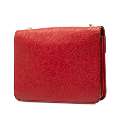 Gucci Interlocking G Crossbody Chain Shoulder Bag 510304 Red Leather Women's