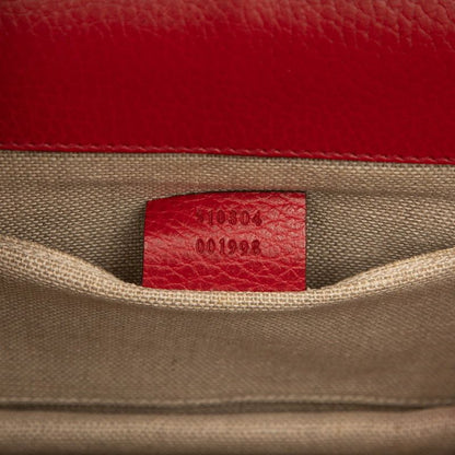 Gucci Interlocking G Crossbody Chain Shoulder Bag 510304 Red Leather Women's
