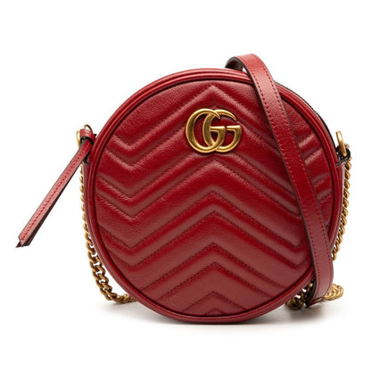 Gucci Ggmarmont Crossbody Chain Shoulder Bag 550154 Red Leather Women's Gucci