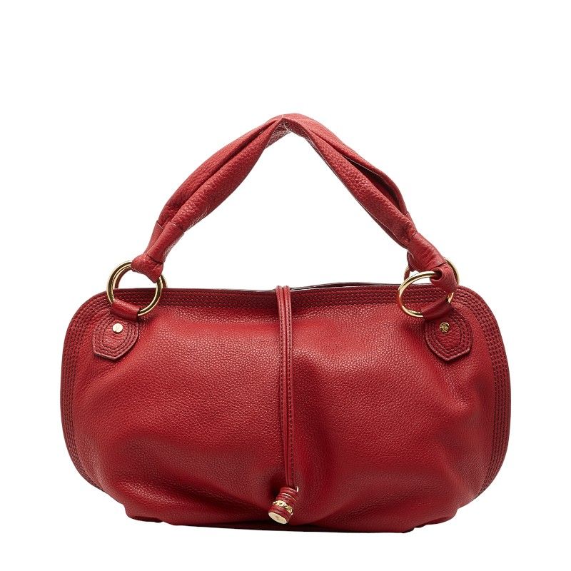 Celine One Shoulder Bag Red Leather Women's Celine